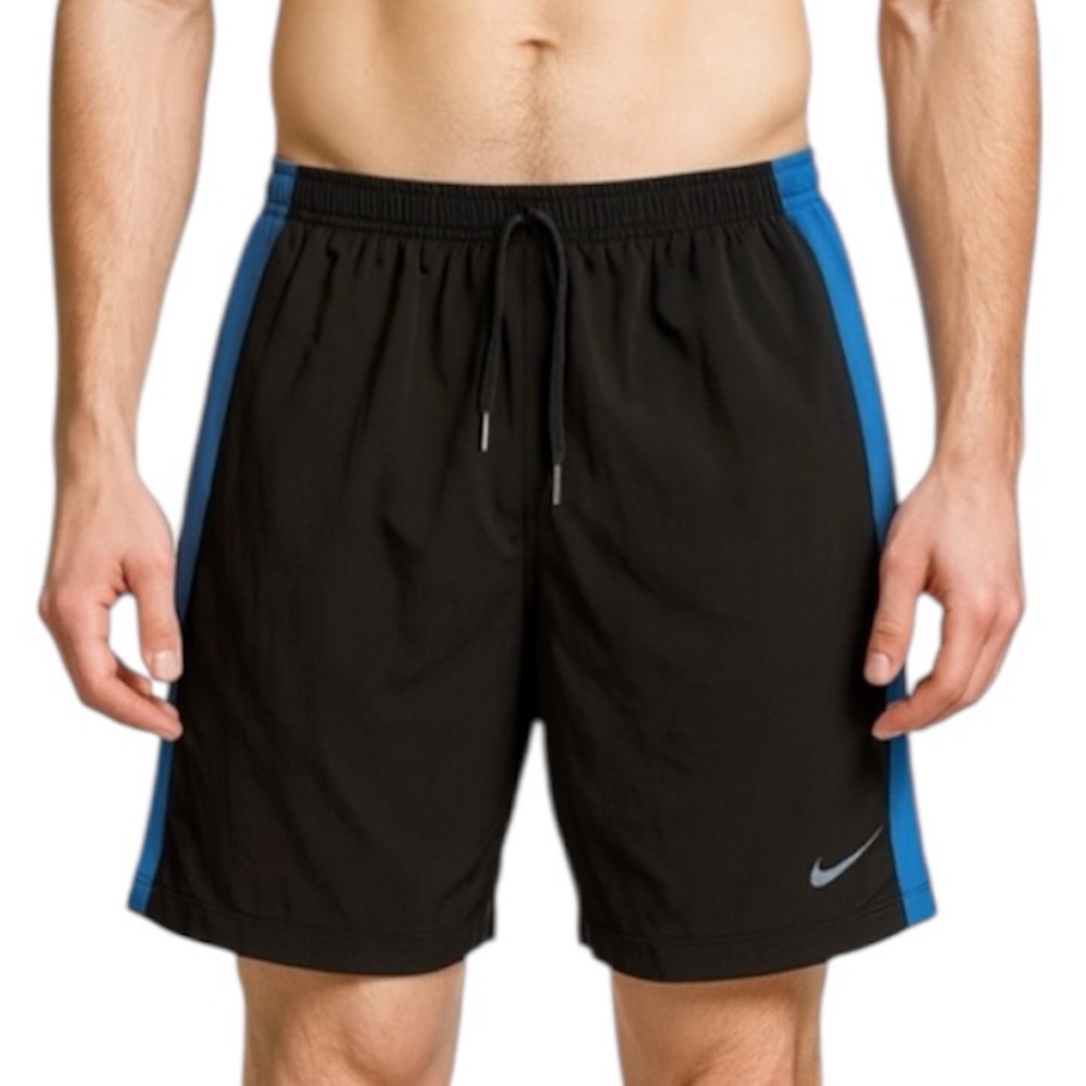Nike Dri Fit Black and Blue Swim Trunks Swimming Shorts